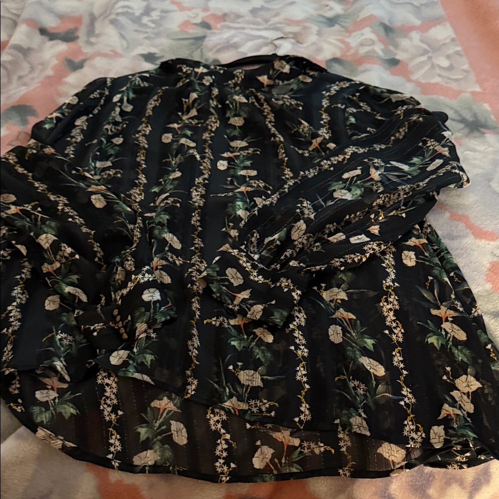Chic Black Floral Blouse